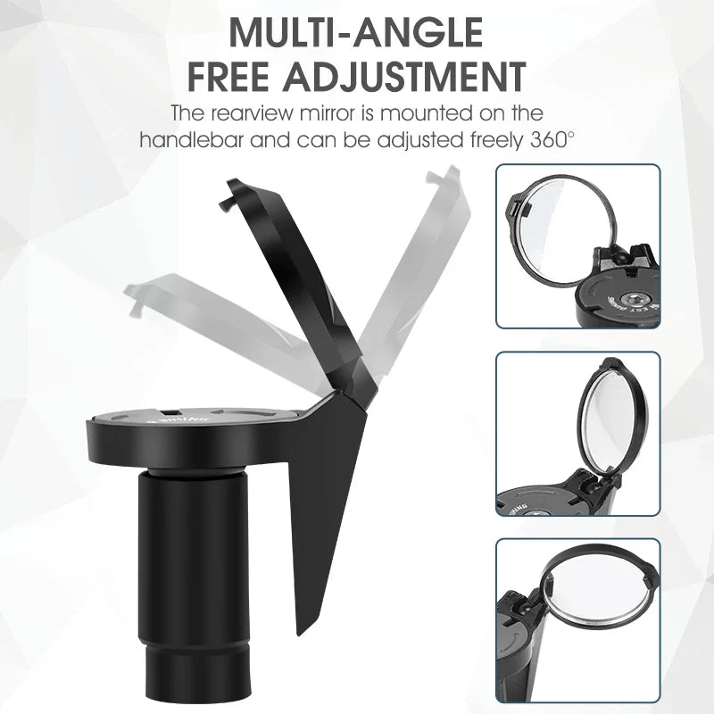 WEST BIKING HD Convex Bike Mirror - 360° Adjustable Universal Wide-Angle Mirror