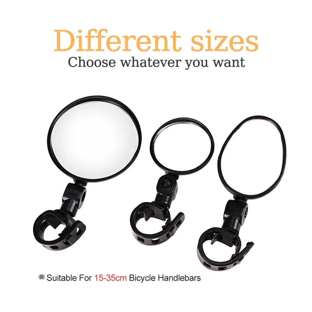2PCS Universal Bicycle Rearview Mirror - 360° Rotatable Convex HD Mirror - Wide Angle Safety Reflector for MTB, Road Bike &amp; E-Bike