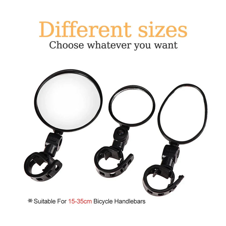 2PCS Universal Bicycle Rearview Mirror - 360° Rotatable Convex HD Mirror - Wide Angle Safety Reflector for MTB, Road Bike &amp; E-Bike