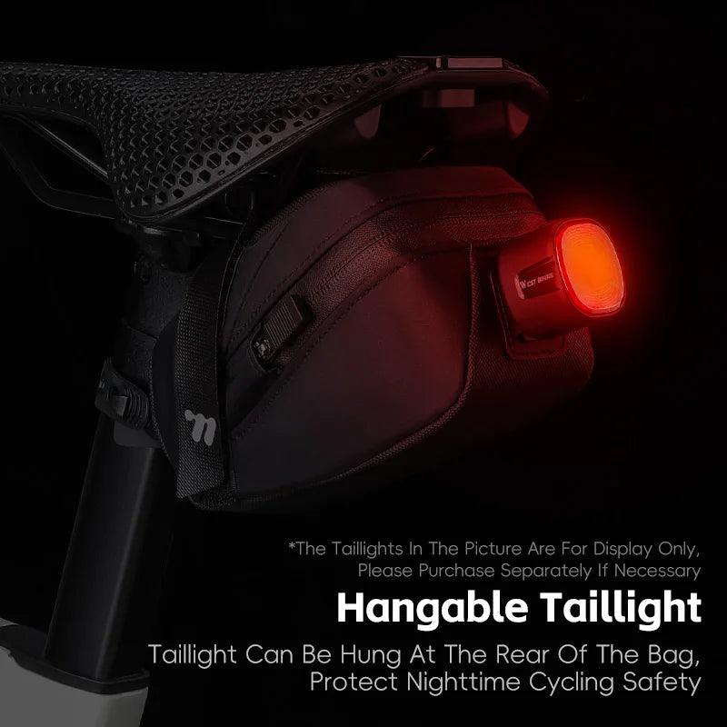 West Biking Ultralight Bike Saddle Bag - 58g Compact Seat Tail Pouch - Rainproof Bicycle Tool Organizer with Tail Light Loop