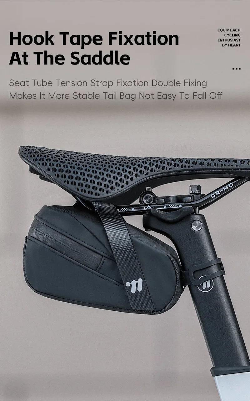 West Biking Ultralight Bike Saddle Bag - 58g Compact Seat Tail Pouch - Rainproof Bicycle Tool Organizer with Tail Light Loop