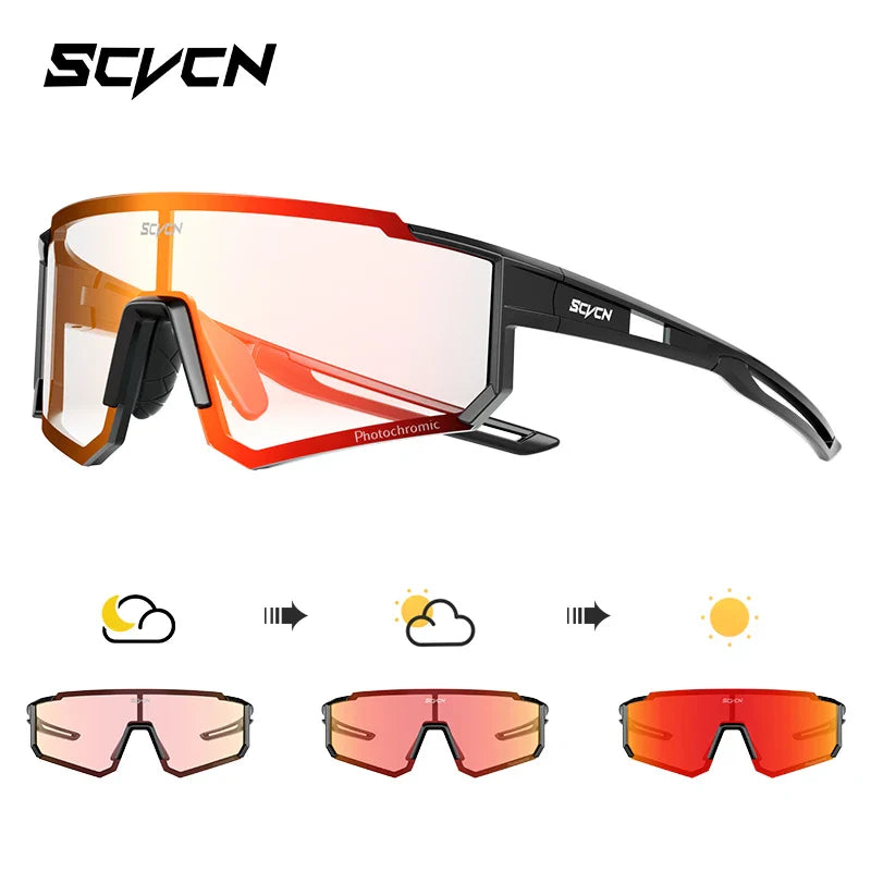 SCVCN S1411 Professional Cycling Sunglasses - UV400 Protection Wide View Eyewear - Lightweight TR-90 Sports Glasses for MTB &amp; Road Biking