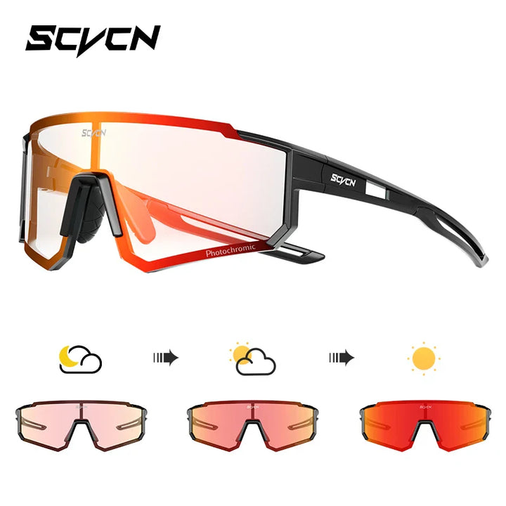 SCVCN S1411 Professional Cycling Sunglasses - UV400 Protection Wide View Eyewear - Lightweight TR-90 Sports Glasses for MTB &amp; Road Biking