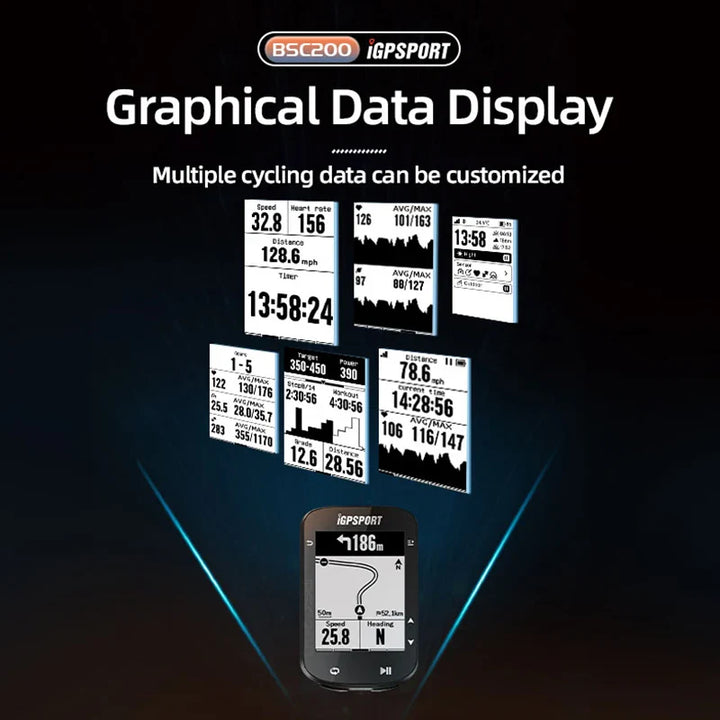 iGPSPORT BSC200 Smart GPS Bike Computer - Route Navigation, 30H Battery, ANT+ &amp; Bluetooth Wireless Speedometer