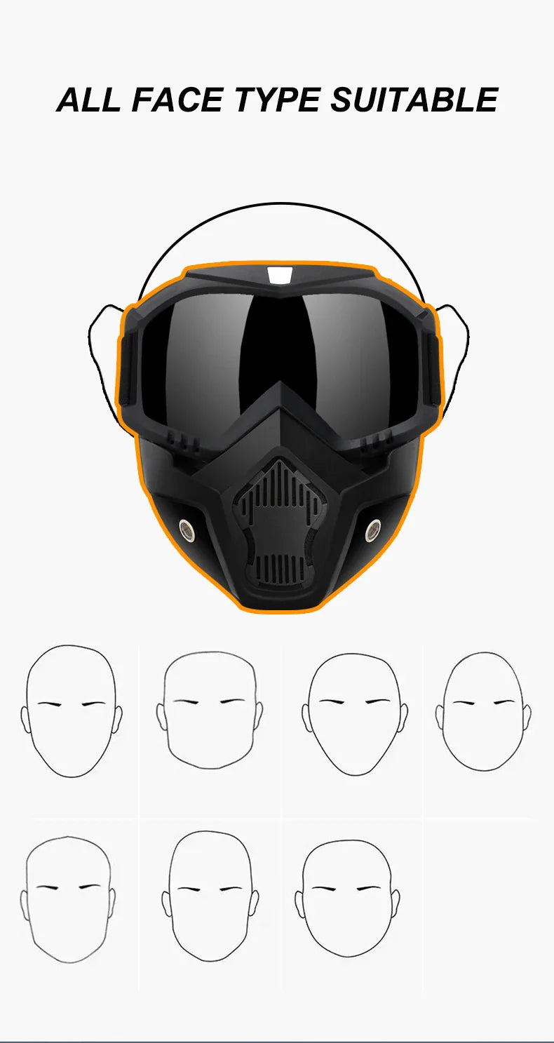 2-in-1 Outdoor Sport Windproof Mask &amp; Goggles - HD Motorcycle Riding Glasses for Snowboarding &amp; Cycling