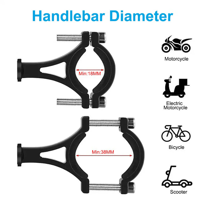 Universal Aluminum Alloy Bike Phone Holder - Anti-Slip Mechanical Lock Mount - Metal Motorcycle GPS Clip for 4.0"-6.5" Smartphones