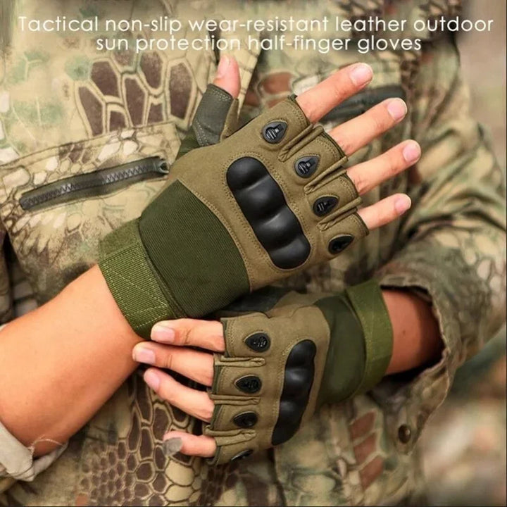 Tactical Half-Finger Outdoor Gloves - Military Grade Impact Protection - Non-Slip Sports Mittens for Shooting, Hunting, Cycling &amp; Motorcycle