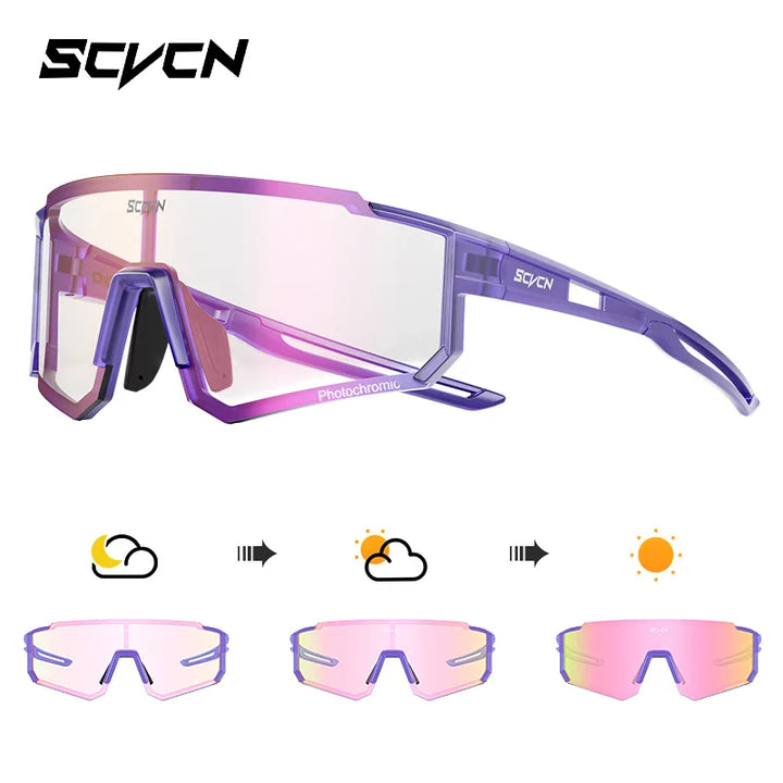 SCVCN S1411 Professional Cycling Sunglasses - UV400 Protection Wide View Eyewear - Lightweight TR-90 Sports Glasses for MTB &amp; Road Biking