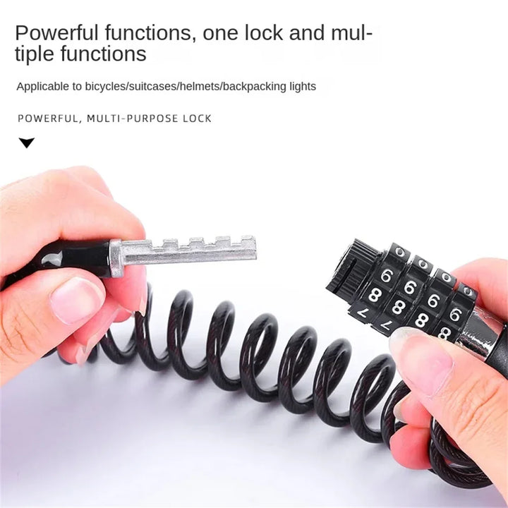 DOMEN 4-Digit Combination Bike Lock - 1.6m Extended High-Strength Steel Cable - Keyless Security for Bicycle, Scooter &amp; Motorcycle