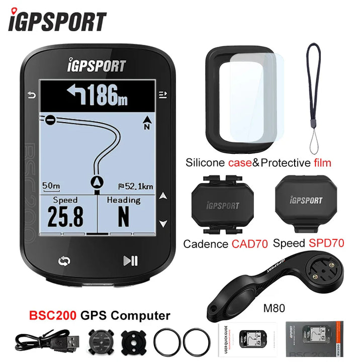 iGPSPORT BSC200 Smart GPS Bike Computer - Route Navigation, 30H Battery, ANT+ &amp; Bluetooth Wireless Speedometer