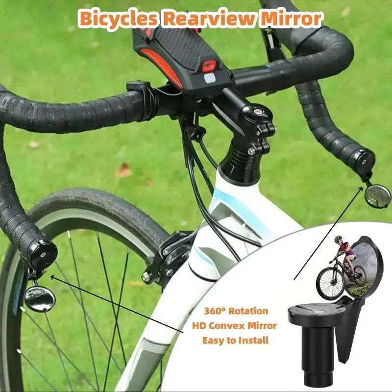 Bicycle 1PC Rear View Convex Mirror Handlebar Drop Bar Mount Acrylic Lens