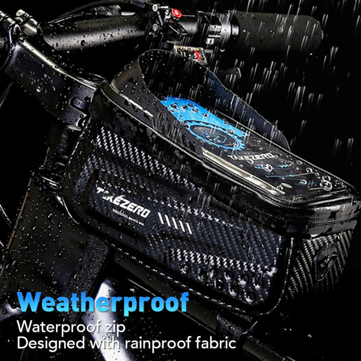 NEWBOLER Waterproof Bike Frame Bag - Sensitive TPU Touch Screen Tube Bag for 6.5" Phones