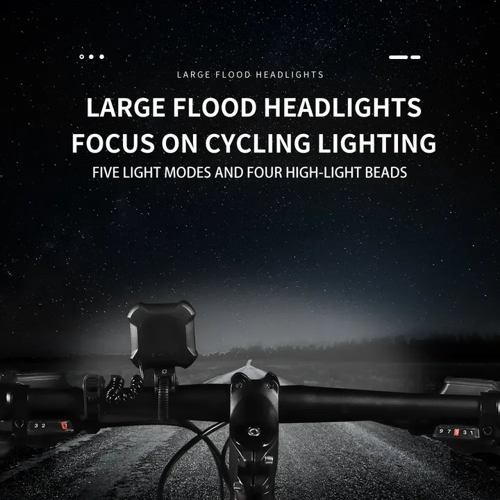 2-in-1 Bicycle Electric Horn &amp; Front Light - USB Rechargeable 120dB Loud Alarm - Waterproof LED Safety Lamp for E-Bike, Scooter &amp; MTB