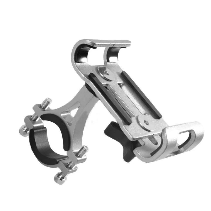 Universal Aluminum Alloy Bike Phone Holder - Anti-Slip Mechanical Lock Mount - Metal Motorcycle GPS Clip for 4.0"-6.5" Smartphones