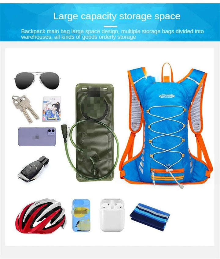 YIYUEQIANLI 12L Outdoor Cycling Backpack - Lightweight Waterproof Nylon Daypack - Reflective Sport Bag for Running, Hiking &amp; Camping