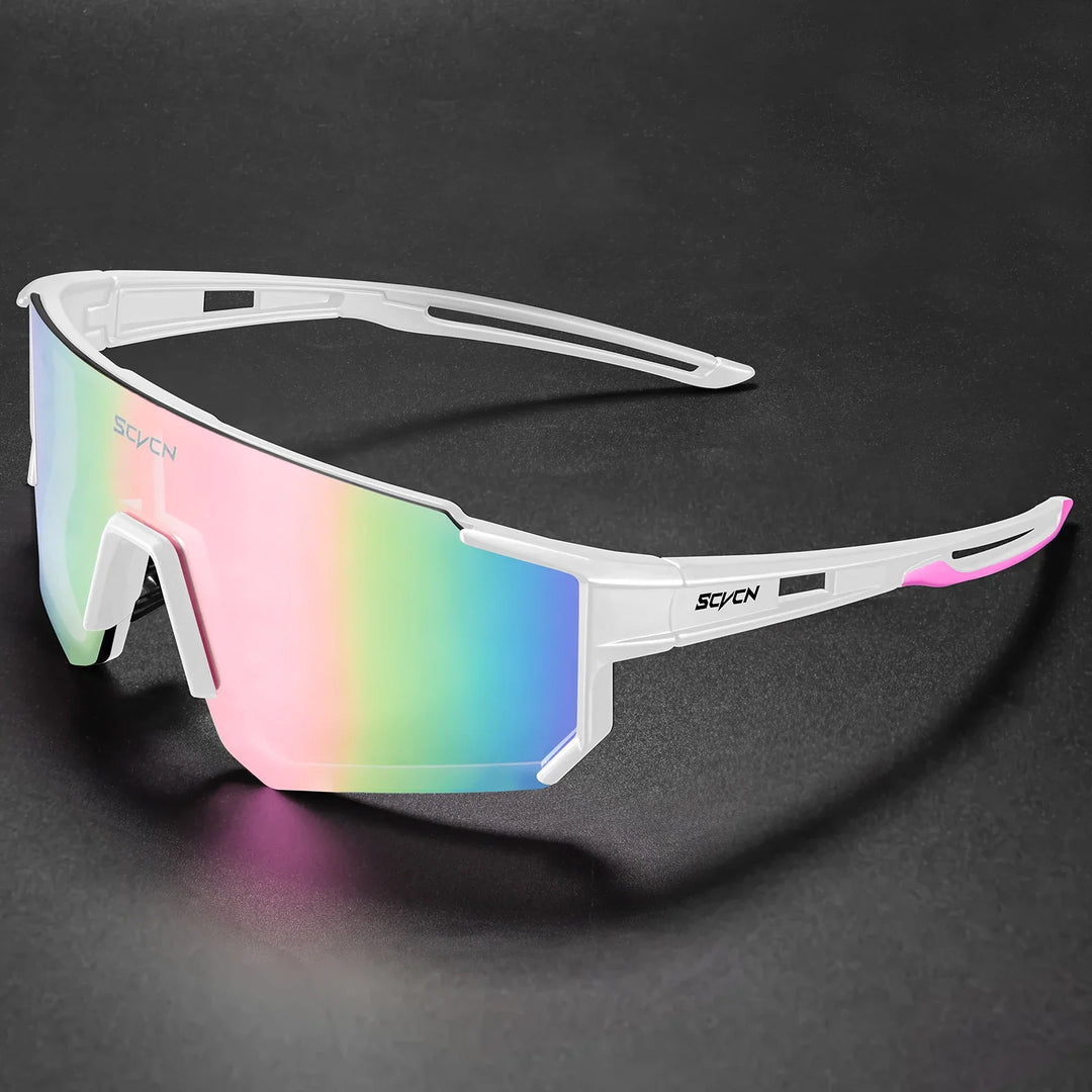 SCVCN S1411 Professional Cycling Sunglasses - UV400 Protection Wide View Eyewear - Lightweight TR-90 Sports Glasses for MTB &amp; Road Biking