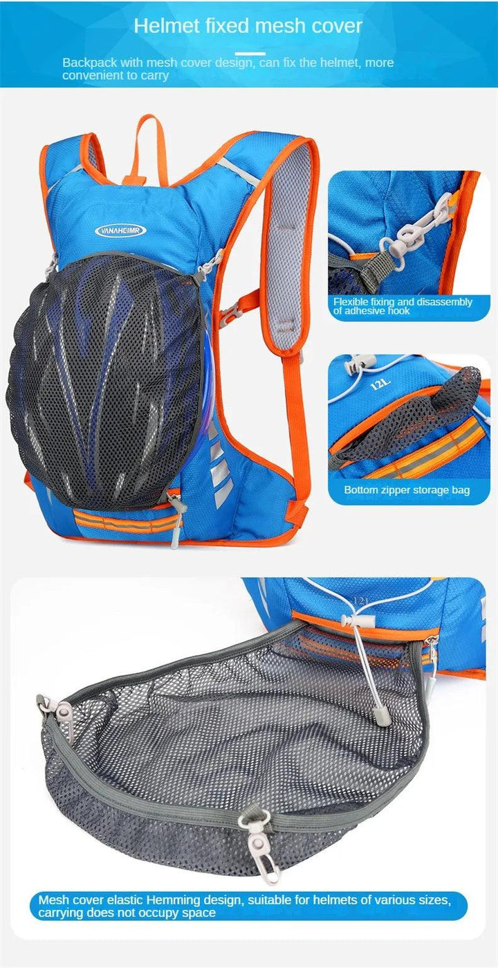 YIYUEQIANLI 12L Outdoor Cycling Backpack - Lightweight Waterproof Nylon Daypack - Reflective Sport Bag for Running, Hiking &amp; Camping