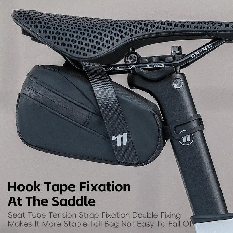 West Biking Ultralight Bike Saddle Bag - 58g Compact Seat Tail Pouch - Rainproof Bicycle Tool Organizer with Tail Light Loop