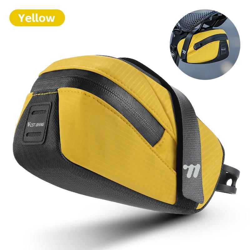 West Biking Ultralight Bike Saddle Bag - 58g Compact Seat Tail Pouch - Rainproof Bicycle Tool Organizer with Tail Light Loop