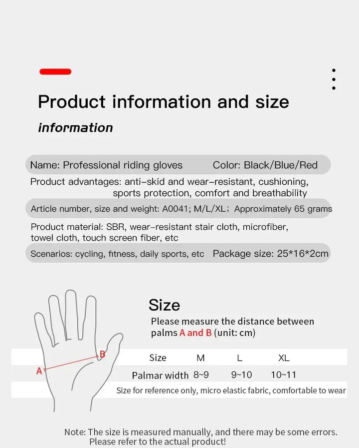 Touch-Screen Full Finger Bike Gloves - Breathable &amp; Shock-Proof Padded Cycling Mittens for MTB &amp; Road Racing