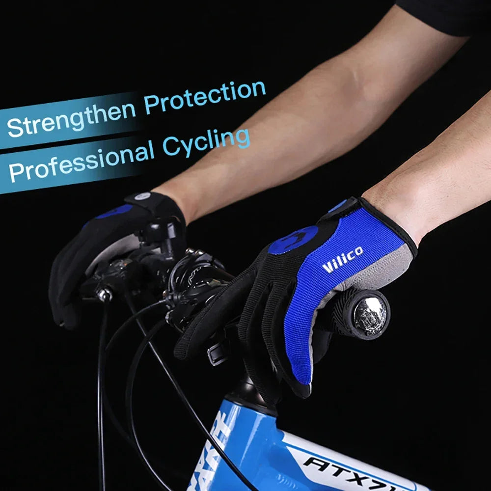 Touch-Screen Full Finger Bike Gloves - Breathable &amp; Shock-Proof Padded Cycling Mittens for MTB &amp; Road Racing
