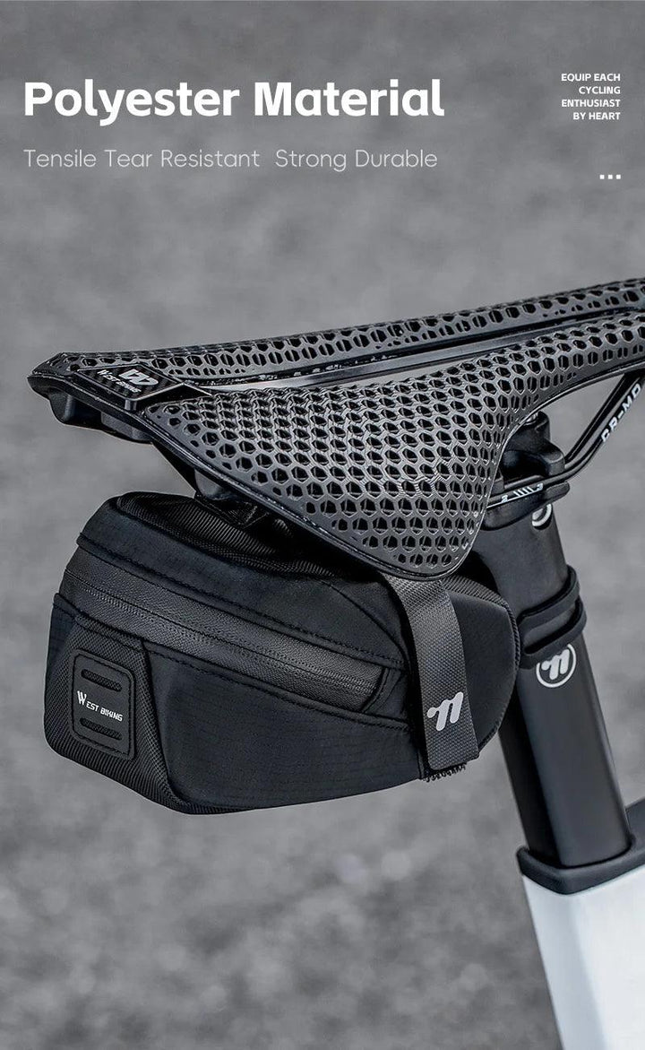West Biking Ultralight Bike Saddle Bag - 58g Compact Seat Tail Pouch - Rainproof Bicycle Tool Organizer with Tail Light Loop