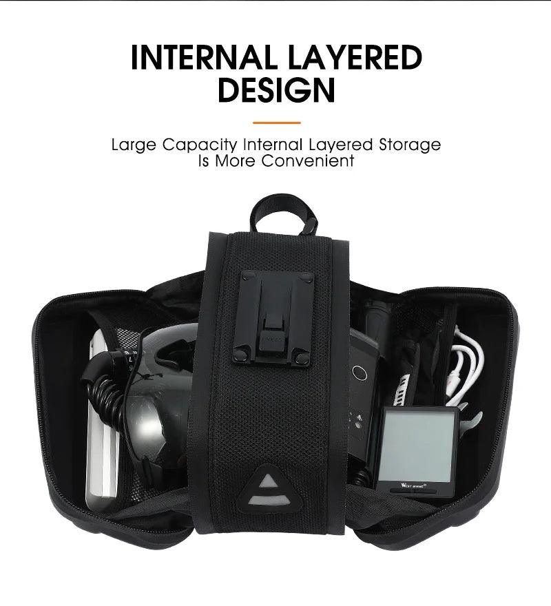 WEST BIKING 100% Waterproof Bicycle Saddle Bag - Seamless Weld Under Seat Storage - Reflective Rainproof MTB &amp; Road Bike Tool Pouch