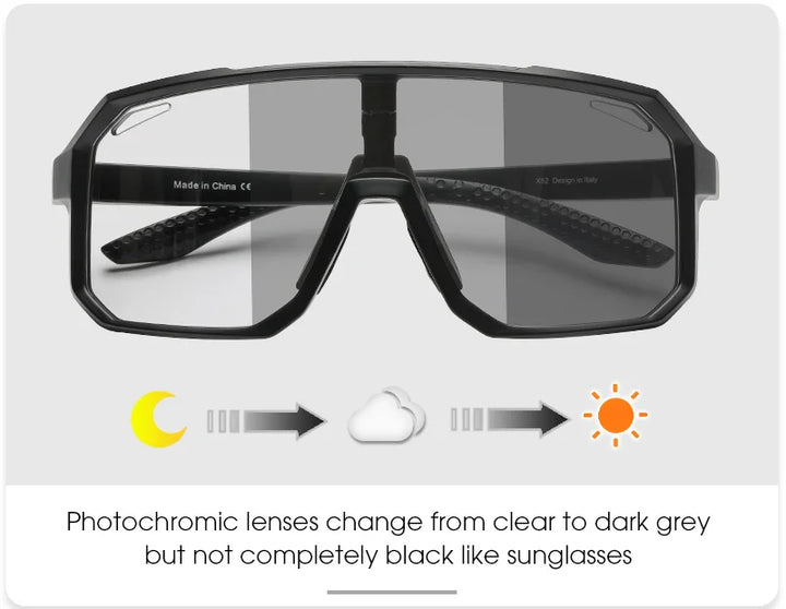 SCVCN Photochromic Cycling Sunglasses - Smart Color-Change Lens - UV400 TR-90 Ultralight Eyewear for MTB, Road Bike &amp; Running