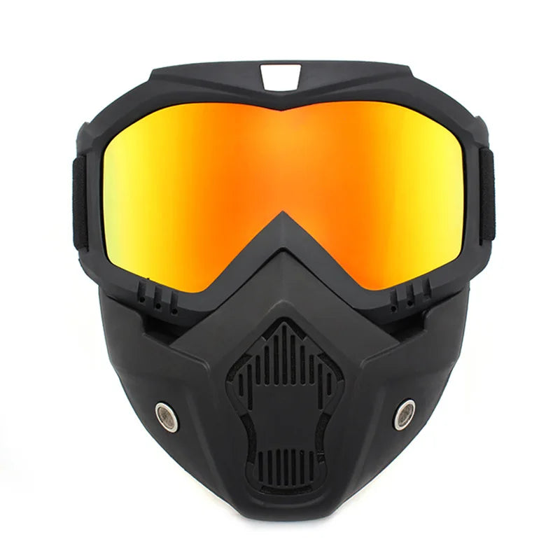 2-in-1 Outdoor Sport Windproof Mask &amp; Goggles - HD Motorcycle Riding Glasses for Snowboarding &amp; Cycling