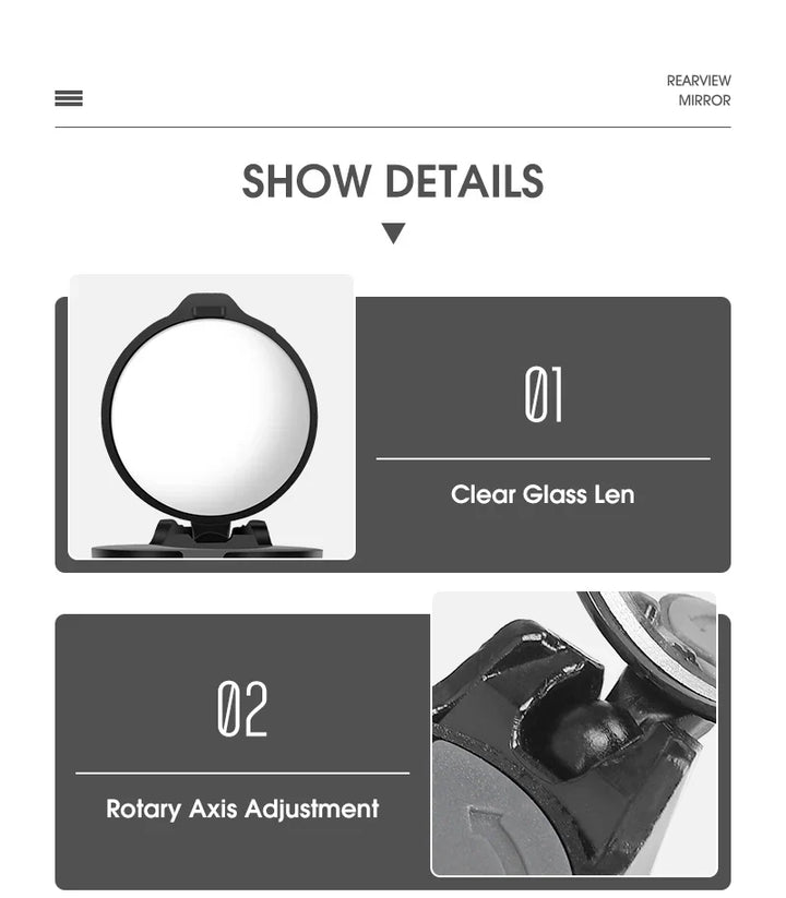 WEST BIKING HD Convex Bike Mirror - 360° Adjustable Universal Wide-Angle Mirror