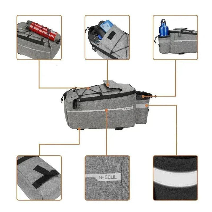 13L Bicycle Carrier Bag - Insulated Rear Rack Trunk Bag - Rainproof Pannier with Bottle Holder &amp; Shoulder Strap for Commuting &amp; Touring