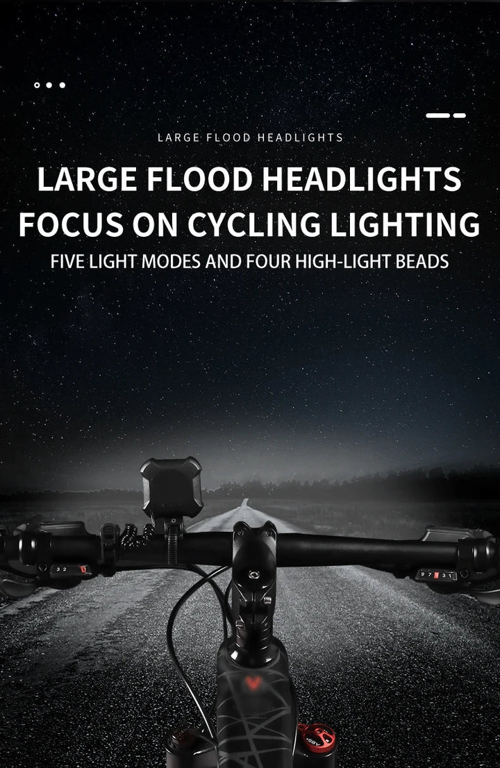 2-in-1 Bicycle Electric Horn &amp; Front Light - USB Rechargeable 120dB Loud Alarm - Waterproof LED Safety Lamp for E-Bike, Scooter &amp; MTB