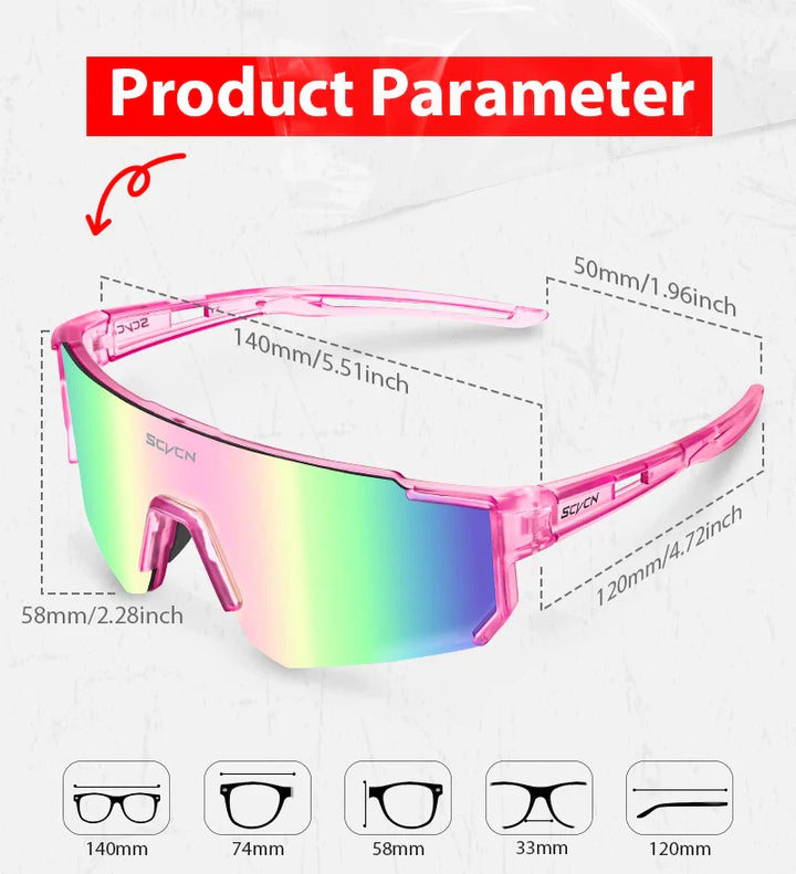 SCVCN S1411 Professional Cycling Sunglasses - UV400 Protection Wide View Eyewear - Lightweight TR-90 Sports Glasses for MTB &amp; Road Biking