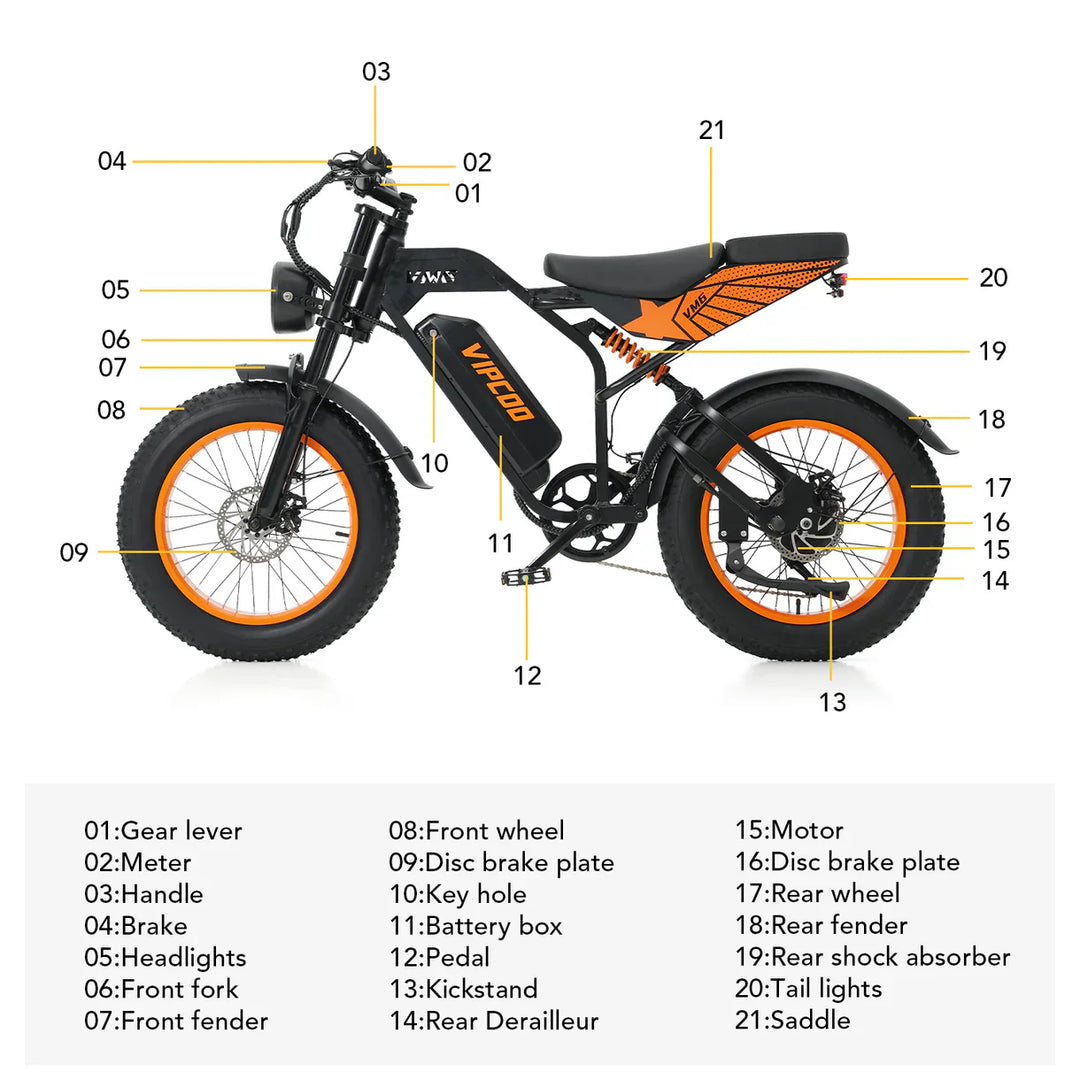 VIPCOO VM6 Fat Tire Electric City Bike with Removable Battery and LCD Display