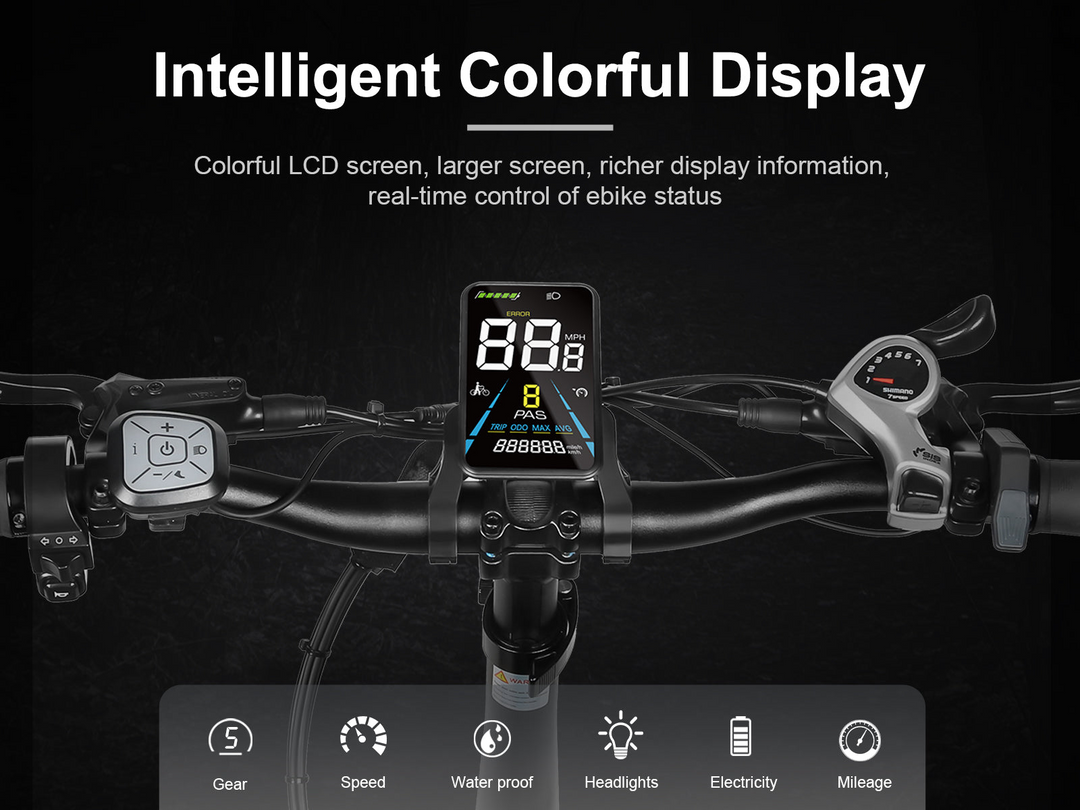 Samebike XWLX09-II Fat Tire Mountain Electric Bike with Curved Ergonomic Handlebar