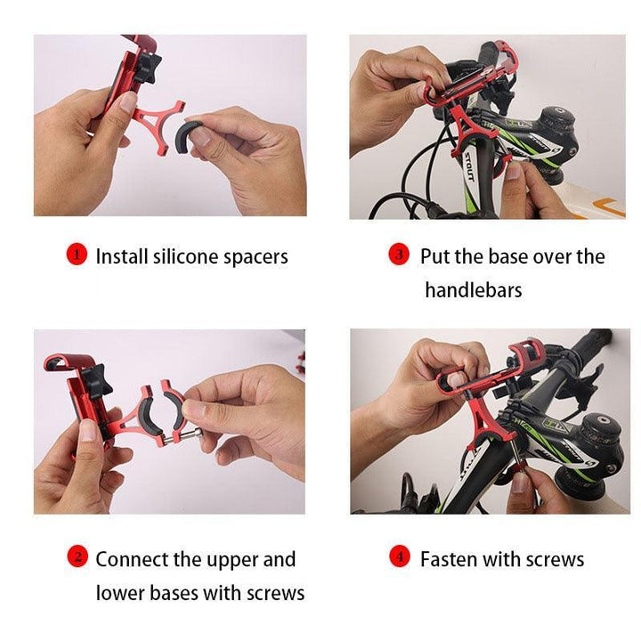 Aluminum Alloy Bike Phone Mount - 360° Rotatable Universal Bicycle Handlebar Holder - Heavy Duty Mechanical Lock for MTB, Road Bike &amp; E-Bike - Fits iPhone &amp; Samsung