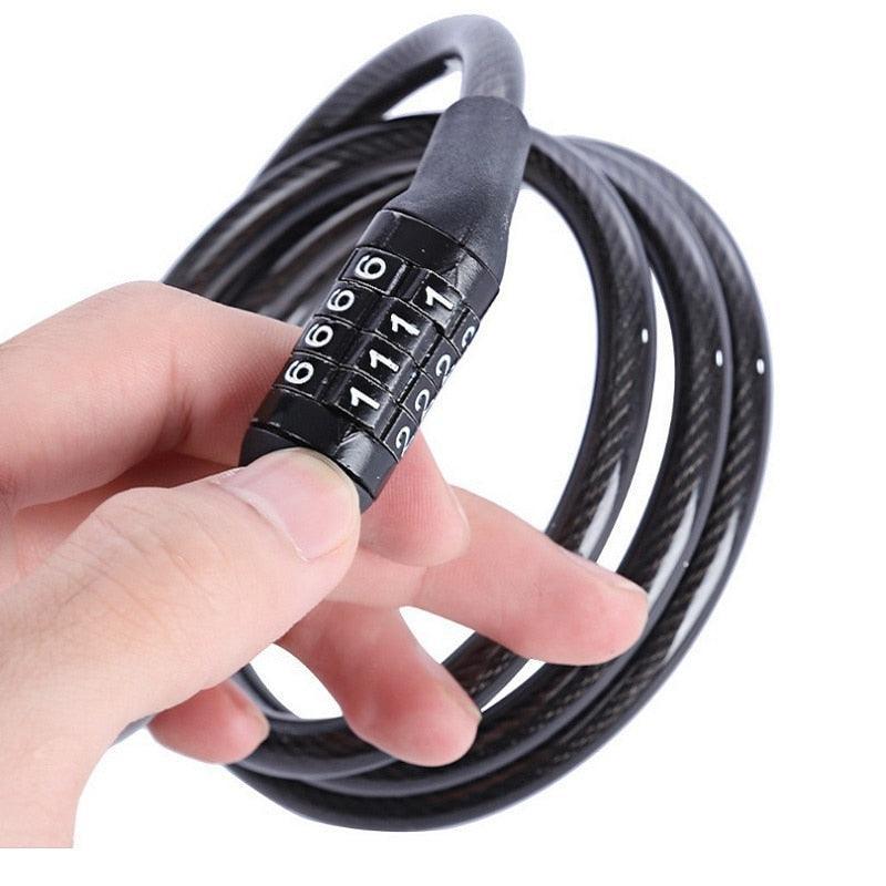 OIMG 100cm Anti-Theft Bike Cable Lock - Heavy Duty Alloy Steel Security Chain - Weatherproof PVC Coating - Keyless Combination Lock for MTB &amp; Road Bike
