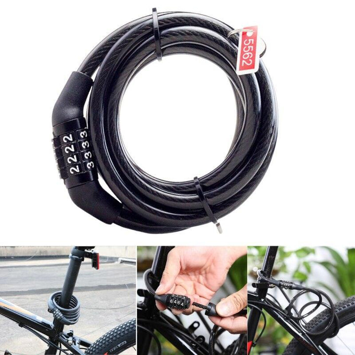 OIMG 100cm Anti-Theft Bike Cable Lock - Heavy Duty Alloy Steel Security Chain - Weatherproof PVC Coating - Keyless Combination Lock for MTB &amp; Road Bike