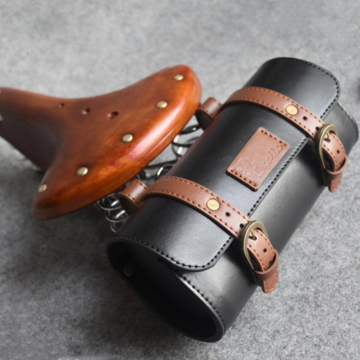 Handmade Genuine Leather Bicycle Bag - Vintage Rainproof Handlebar &amp; Saddle Bag - Premium Craftsmanship Retro Bike Pannier for Commuting &amp; Touring