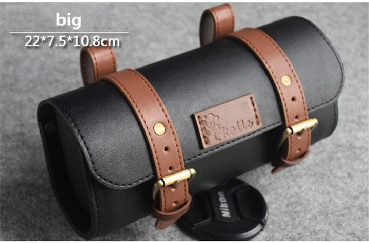 Handmade Genuine Leather Bicycle Bag - Vintage Rainproof Handlebar &amp; Saddle Bag - Premium Craftsmanship Retro Bike Pannier for Commuting &amp; Touring