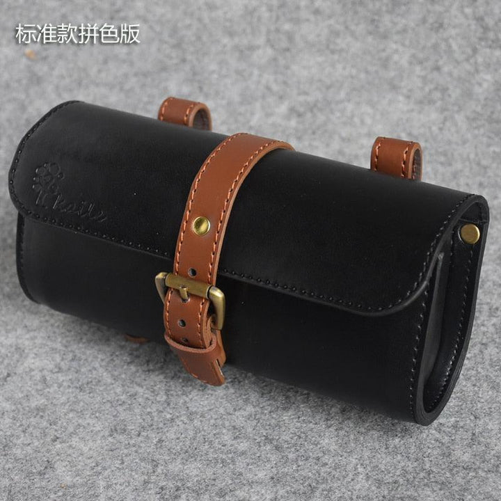 Handmade Genuine Leather Bicycle Bag - Vintage Rainproof Handlebar &amp; Saddle Bag - Premium Craftsmanship Retro Bike Pannier for Commuting &amp; Touring