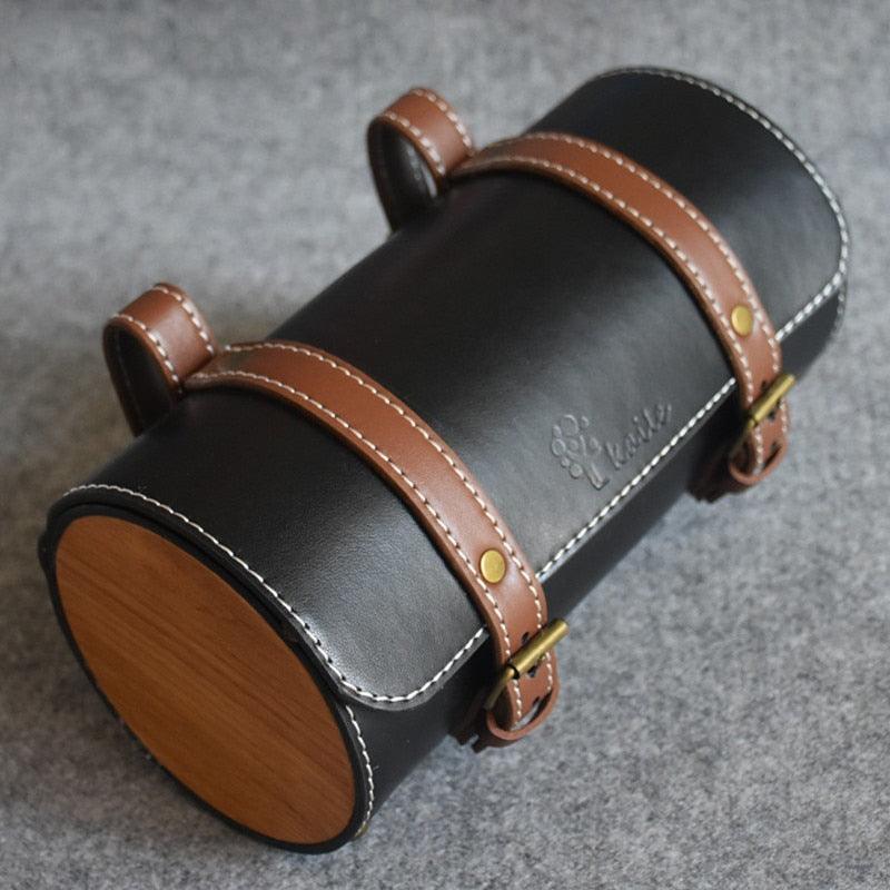 Handmade Genuine Leather Bicycle Bag - Vintage Rainproof Handlebar &amp; Saddle Bag - Premium Craftsmanship Retro Bike Pannier for Commuting &amp; Touring