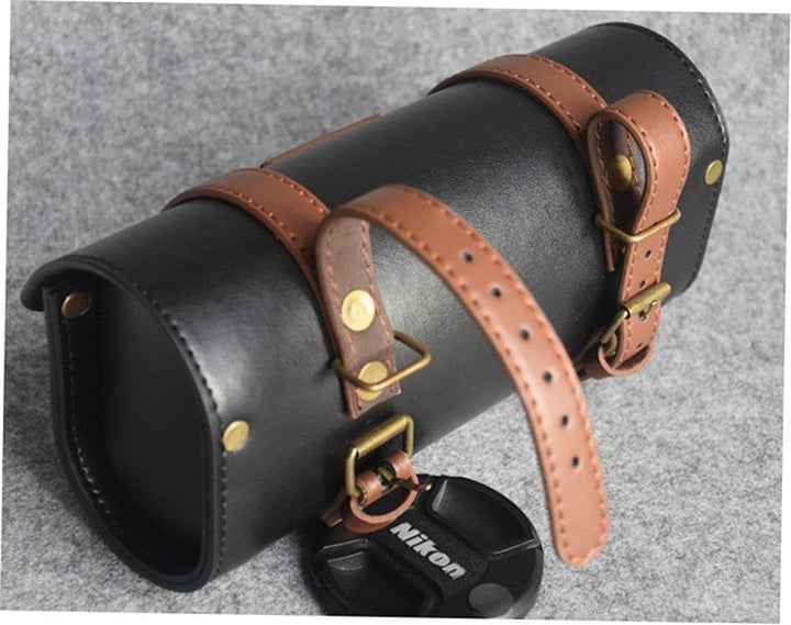 Handmade Genuine Leather Bicycle Bag - Vintage Rainproof Handlebar &amp; Saddle Bag - Premium Craftsmanship Retro Bike Pannier for Commuting &amp; Touring