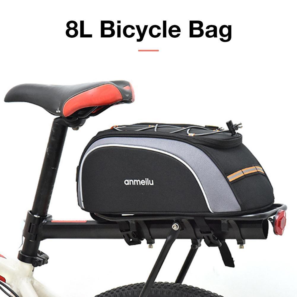 8L Large Capacity Bicycle Rack Bag - 600D Waterproof Oxford Cloth Pannier - Versatile Rear Seat Bag with Adjustable Partitions for Camera &amp; Gear
