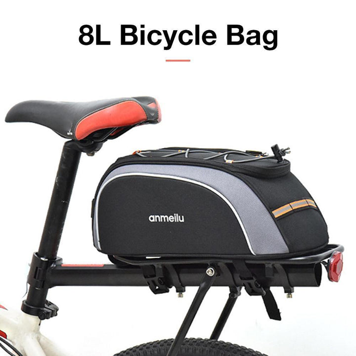 8L Large Capacity Bicycle Rack Bag - 600D Waterproof Oxford Cloth Pannier - Versatile Rear Seat Bag with Adjustable Partitions for Camera &amp; Gear