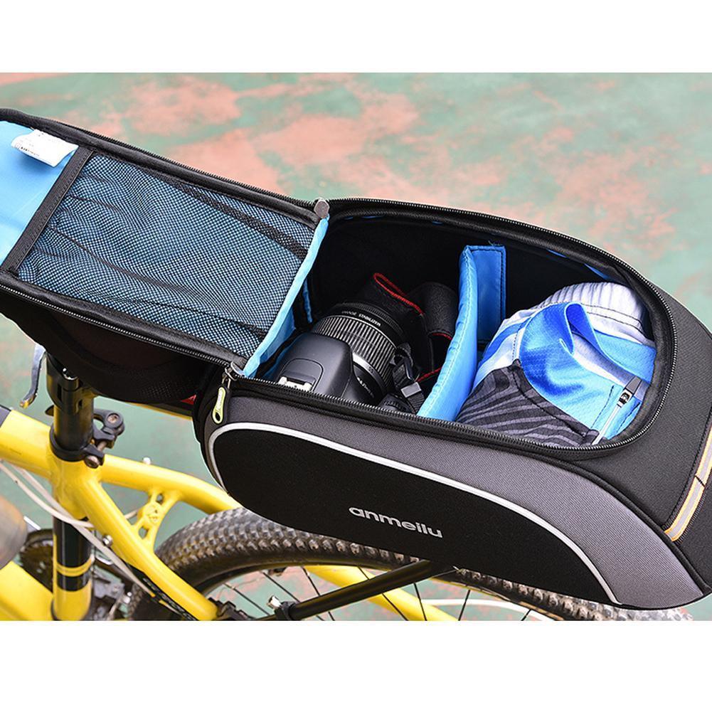8L Large Capacity Bicycle Rack Bag - 600D Waterproof Oxford Cloth Pannier - Versatile Rear Seat Bag with Adjustable Partitions for Camera &amp; Gear