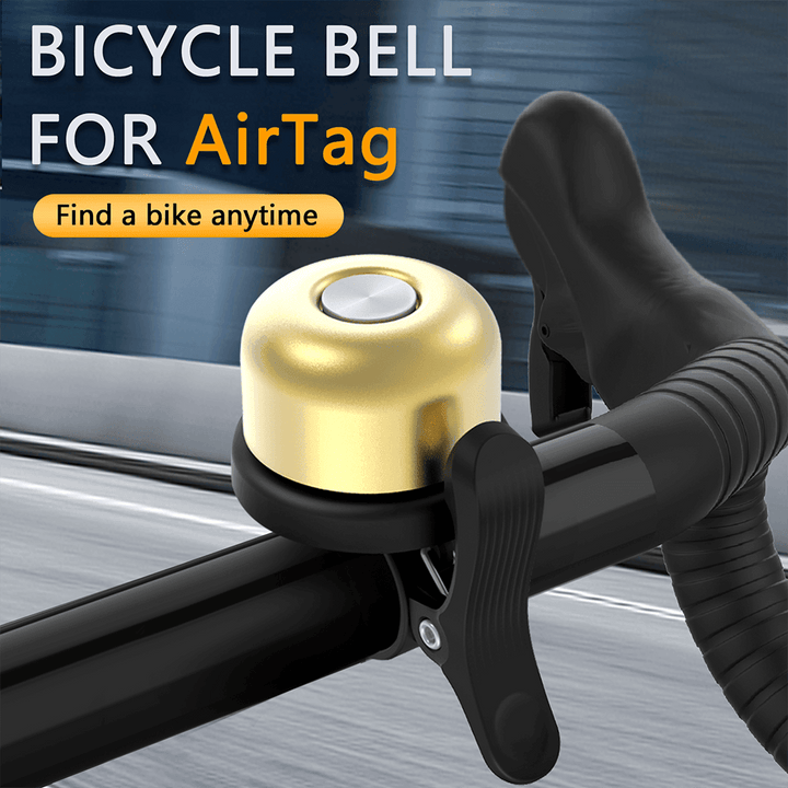 Toptrek Invisible Bike Bell for Apple AirTag - Hidden Anti-Theft GPS Tracker Mount - Classic Brass Sound &amp; Waterproof Design - Fits 21-25mm Handlebars
