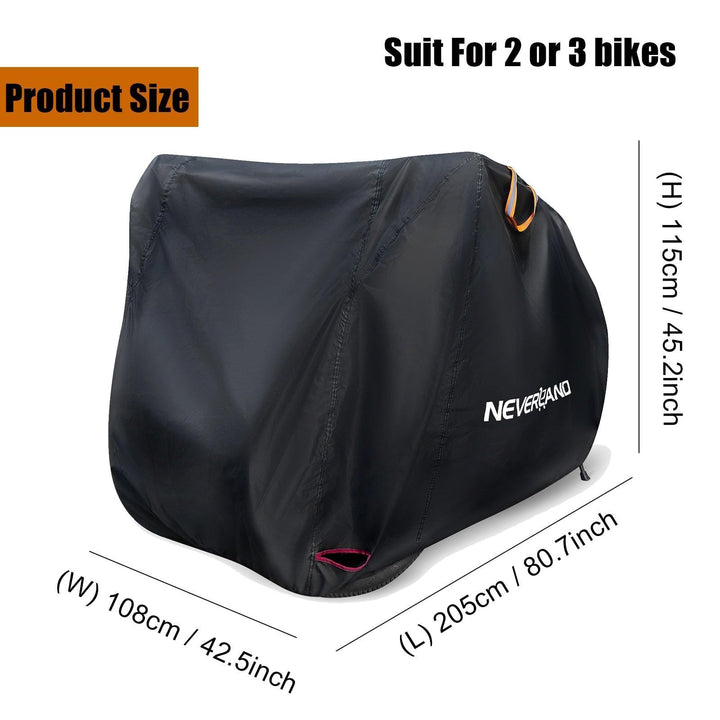 NEVERLAND Heavy-Duty Bike Cover for 2-3 Bikes - 100% Waterproof 210D Oxford Fabric - UV &amp; Dust Protector for MTB, Road &amp; E-Bikes