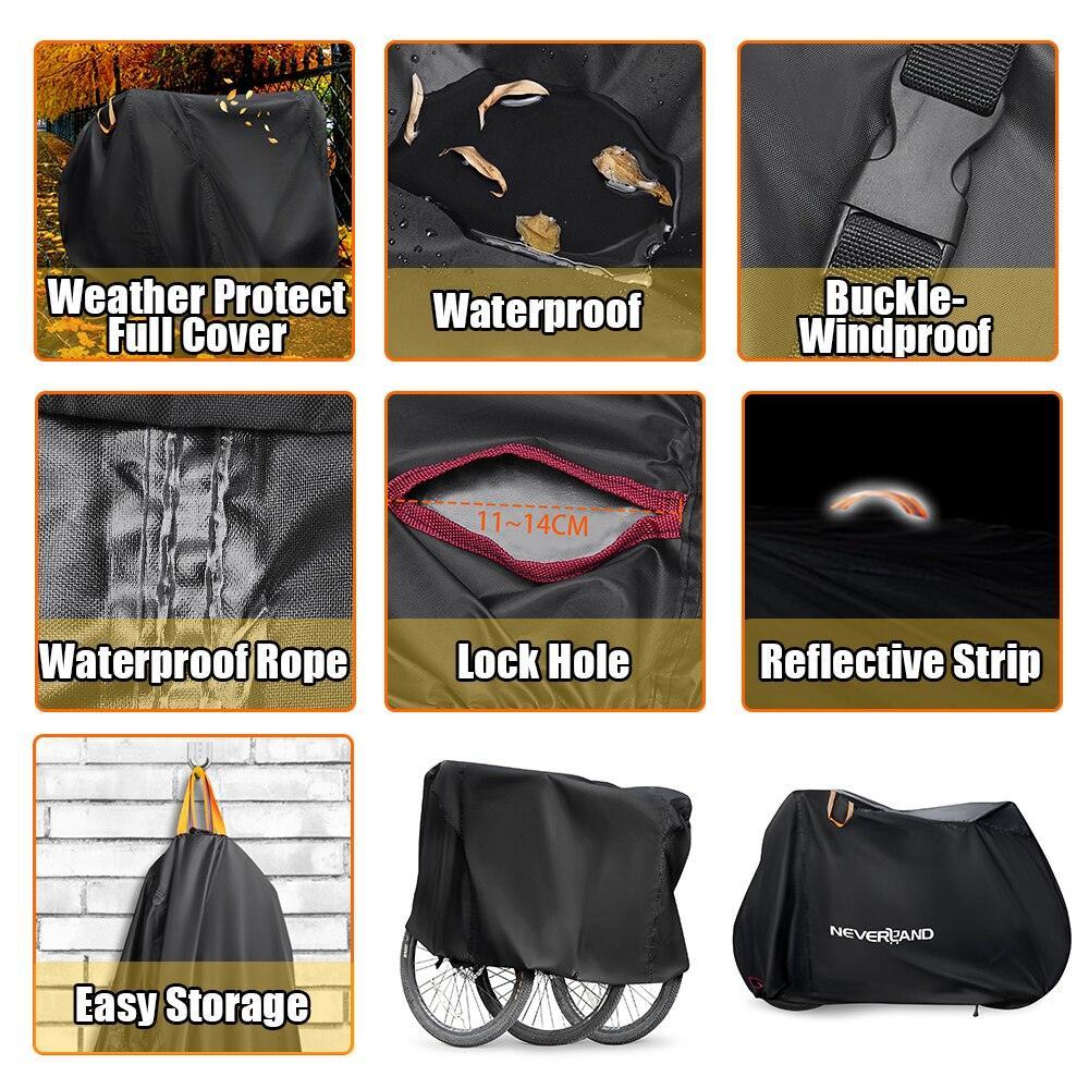 NEVERLAND Heavy-Duty Bike Cover for 2-3 Bikes - 100% Waterproof 210D Oxford Fabric - UV &amp; Dust Protector for MTB, Road &amp; E-Bikes
