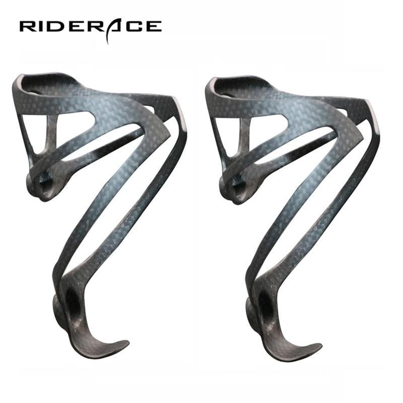 riderace Full 3K Carbon Fiber Bike Bottle Cage - Ultralight 25g - High Strength Water Bottle Holder for Road &amp; MTB - Fits Standard 74mm Bottles